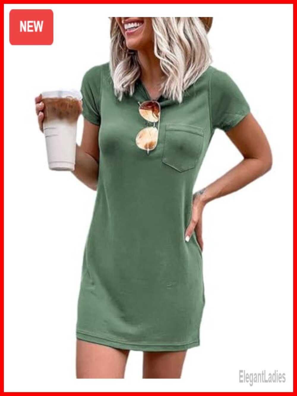 Women's Short Sleeve T-Shirt Dress Casual Mini Sundress with Pockets